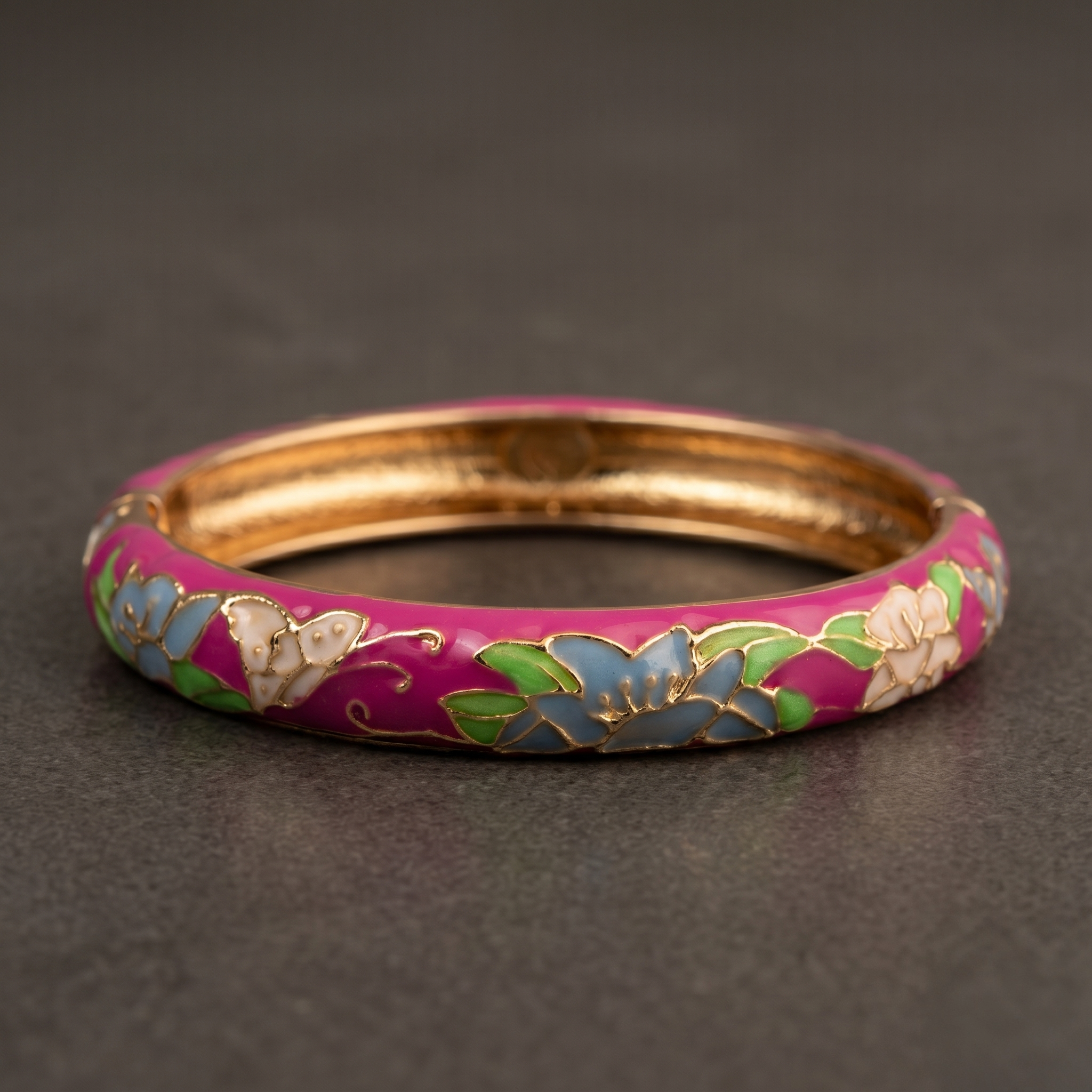 Lily Pattern Enamel/Meenakari Bracelet alternate angle - Avalna